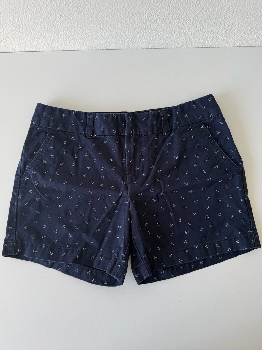 Tommy Hilfiger Navy Anchor Print Cotton Chino Shorts - Nautical - Size 4